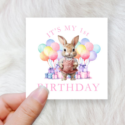 Birthday bunny girl - CHOOSE UV DTF decal - DTF Transfer (personalised options)