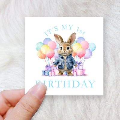 Birthday bunny boy - CHOOSE UV DTF decal - DTF Transfer (personalised options)