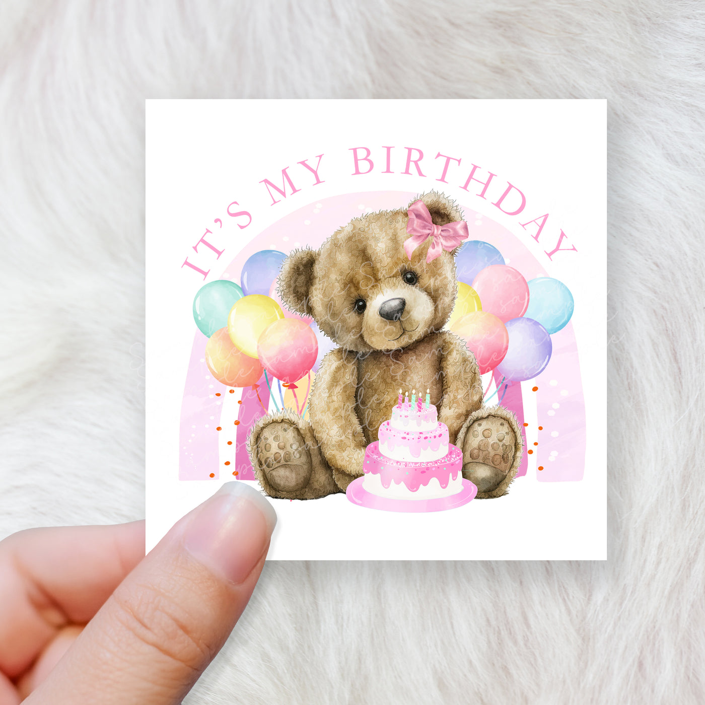 Birthday bear girl - CHOOSE UV DTF decal - DTF Transfer (personalised options)