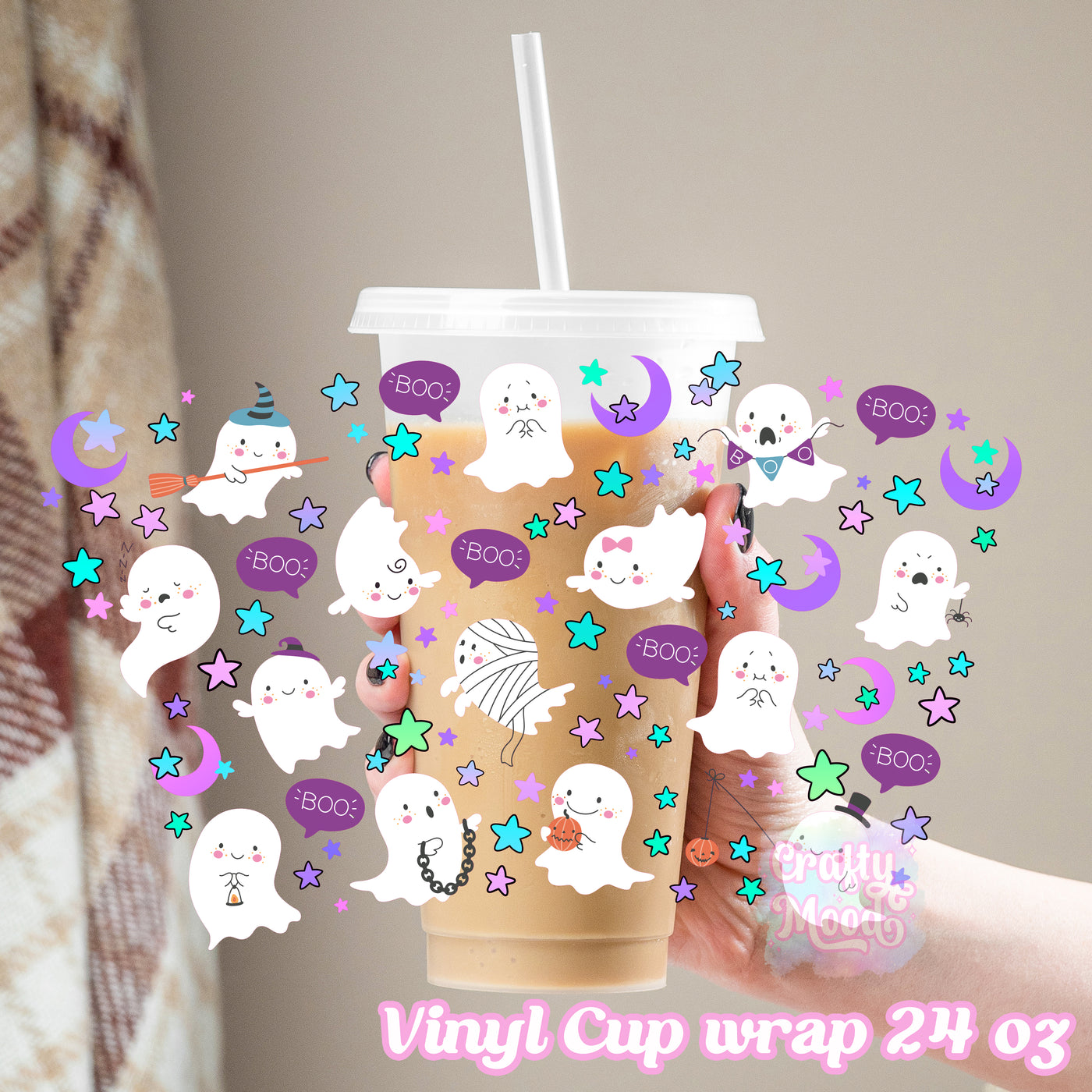 Ghost Boo - 24oz Cold Cup Wrap Only