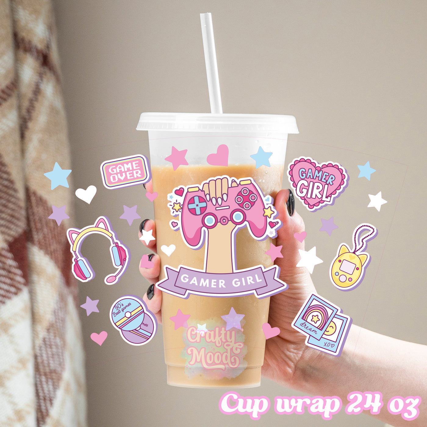 Game girl - 24oz Cold Cup Wrap Only