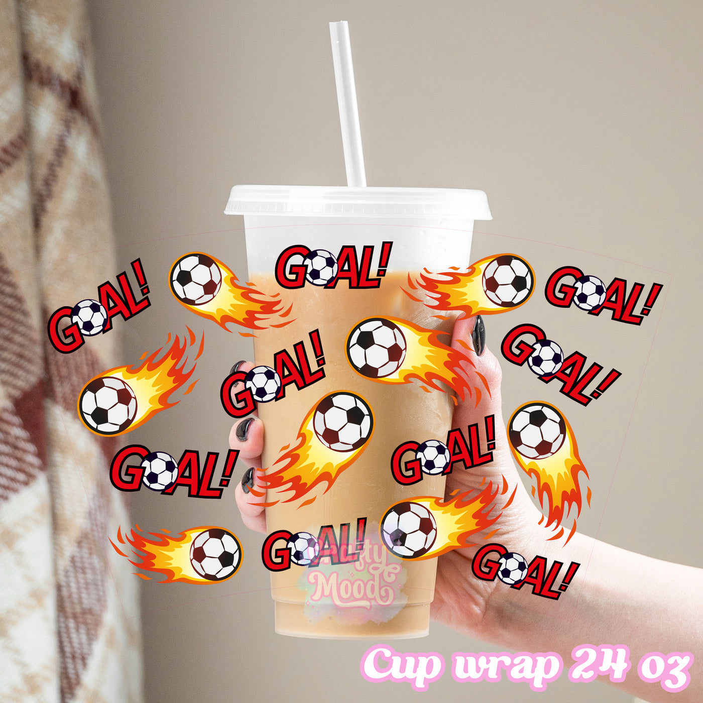 Football fire - 24oz Cold Cup Wrap Only