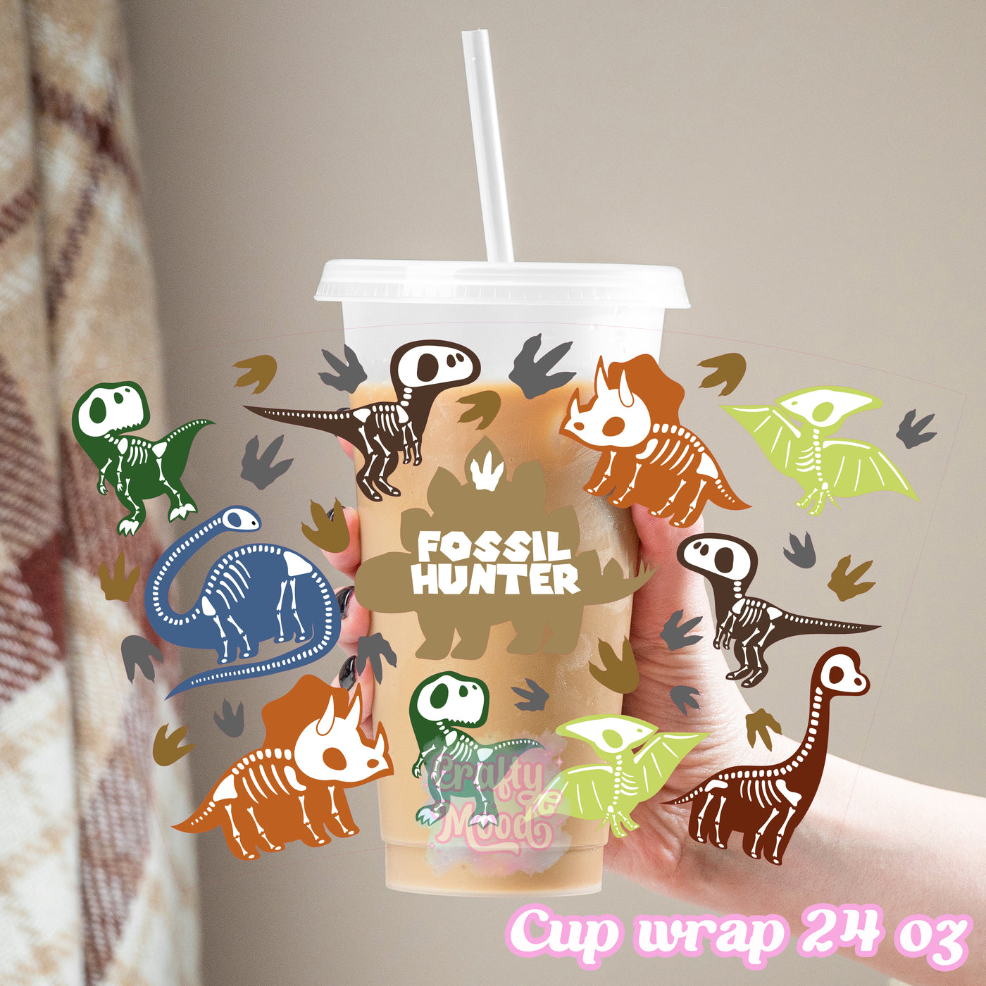 Dino fossil - 24oz Cold Cup Wrap Only