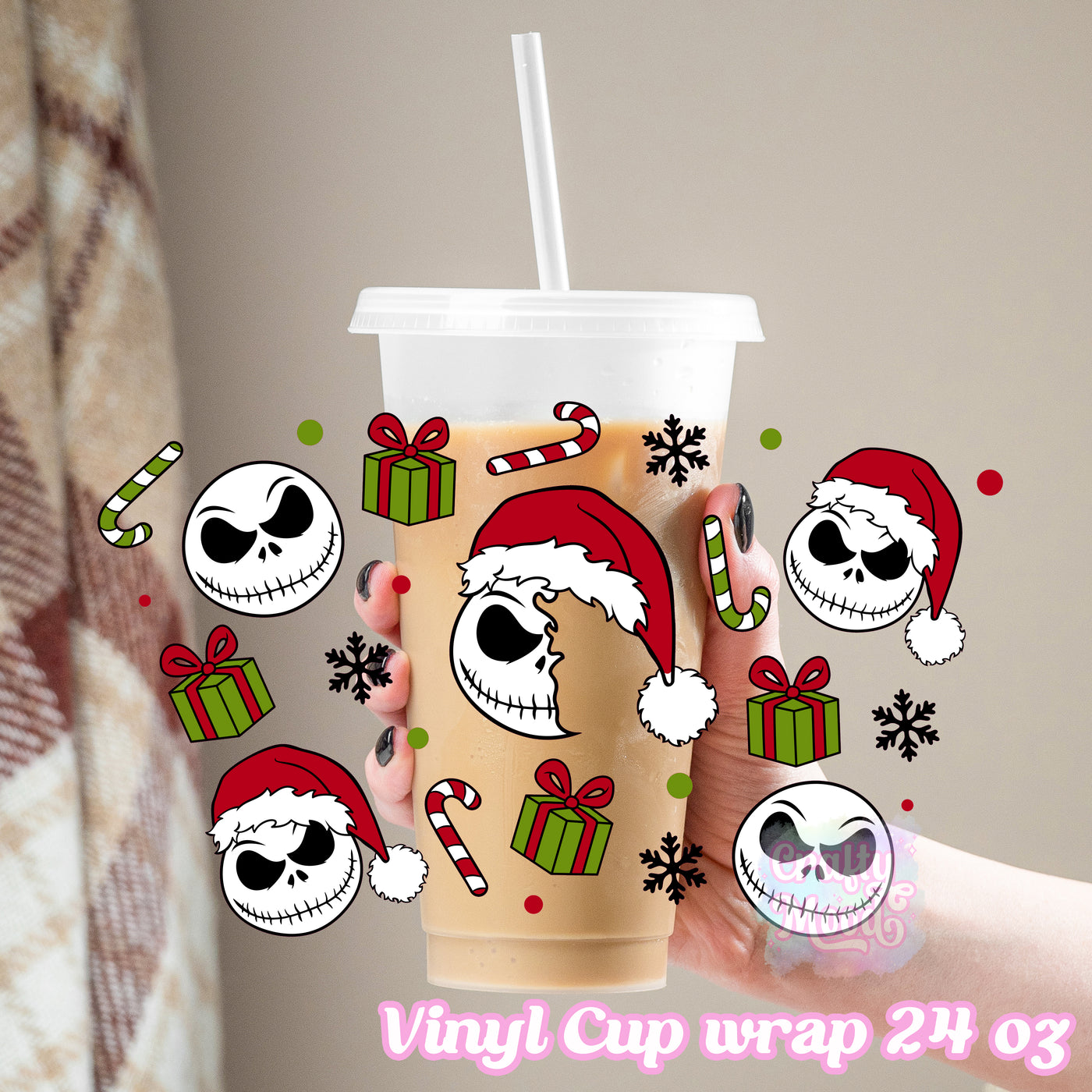 Christmas skeleton - 24oz Cold Cup Wrap Only