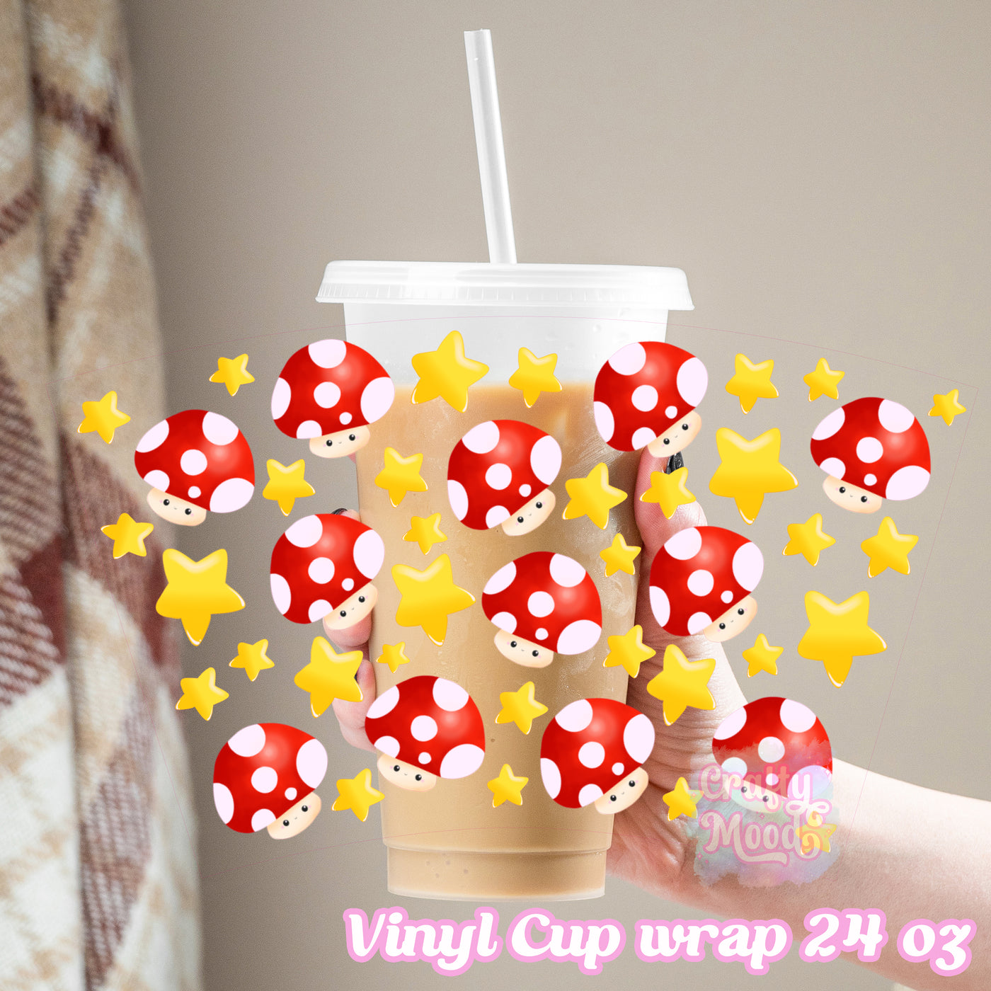Mushroom Red - 24oz Cold Cup Wrap Only