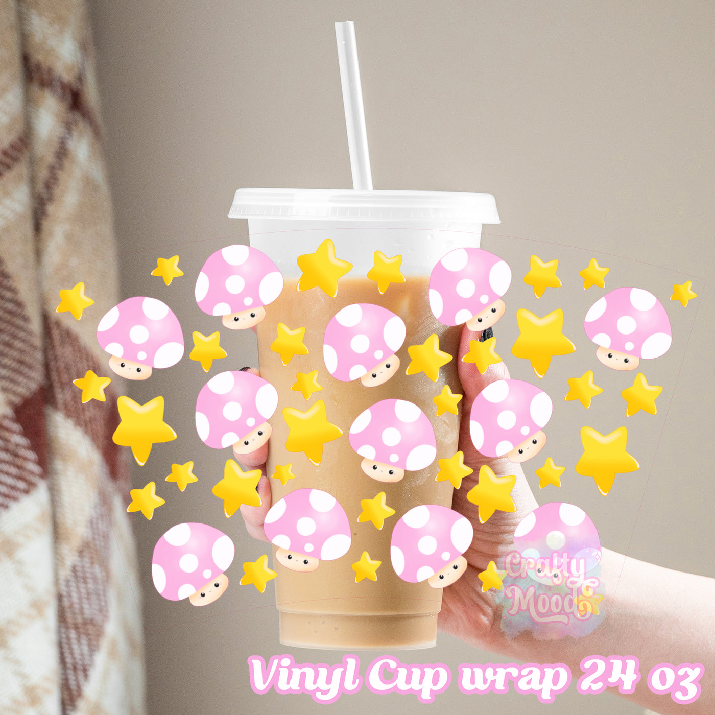 Mushroom Pink - 24oz Cold Cup Wrap Only