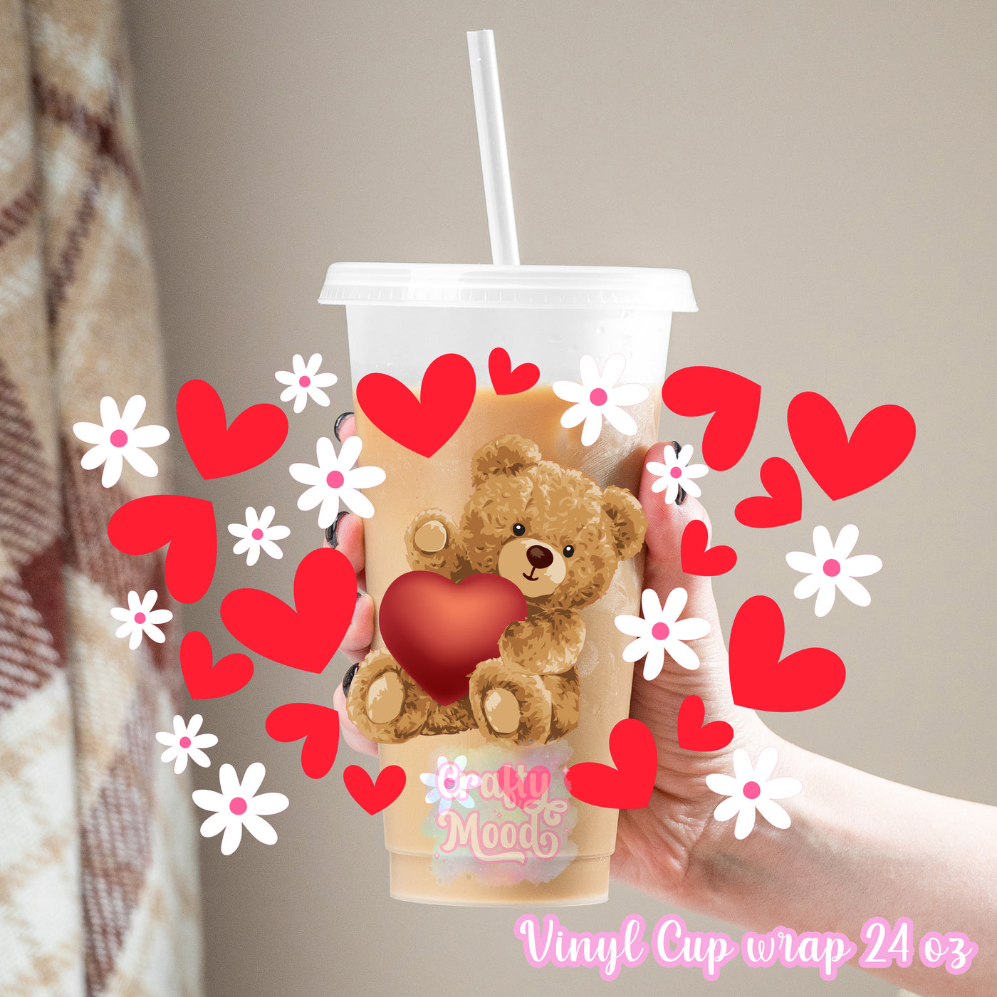 Bear heart - 24oz Cold Cup Wrap Only