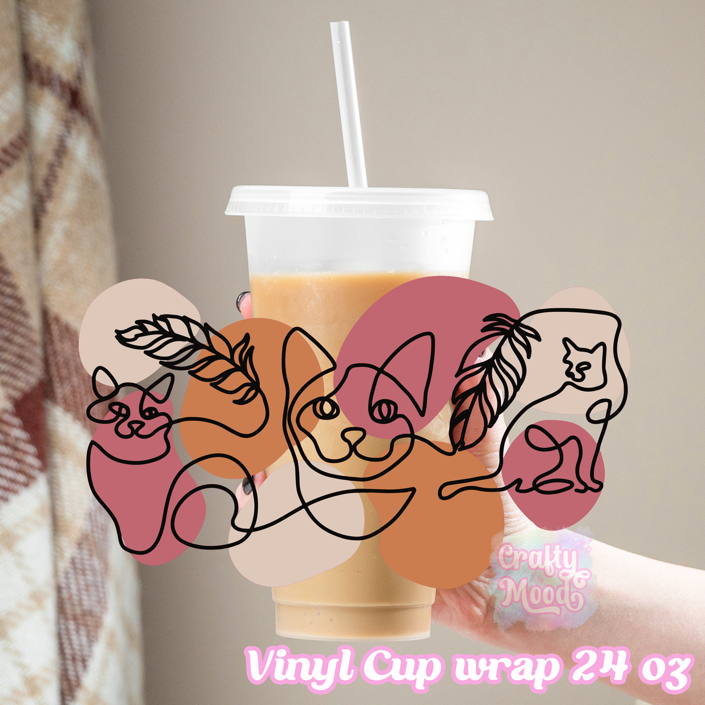 Boho Cat - 24oz Cold Cup Wrap Only