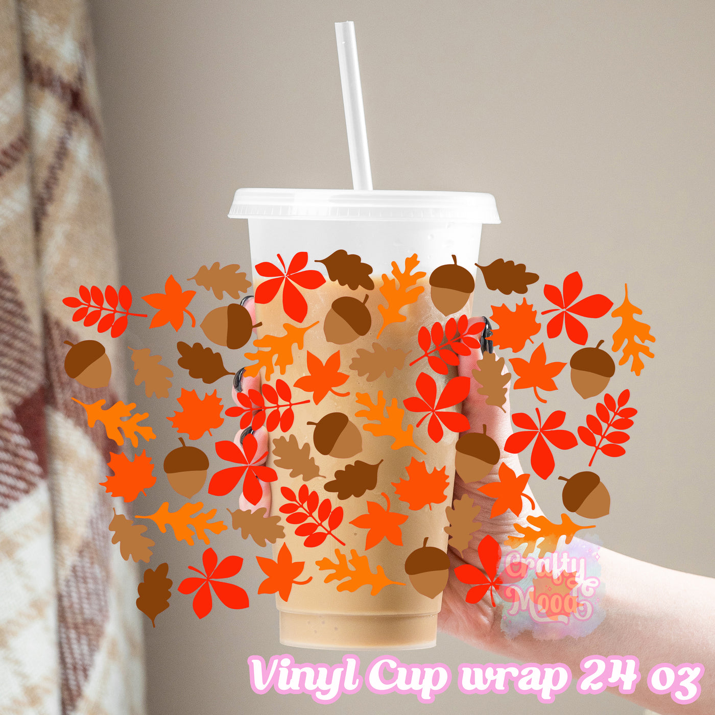 hello autumn leaf - 24oz Cold Cup Wrap Only