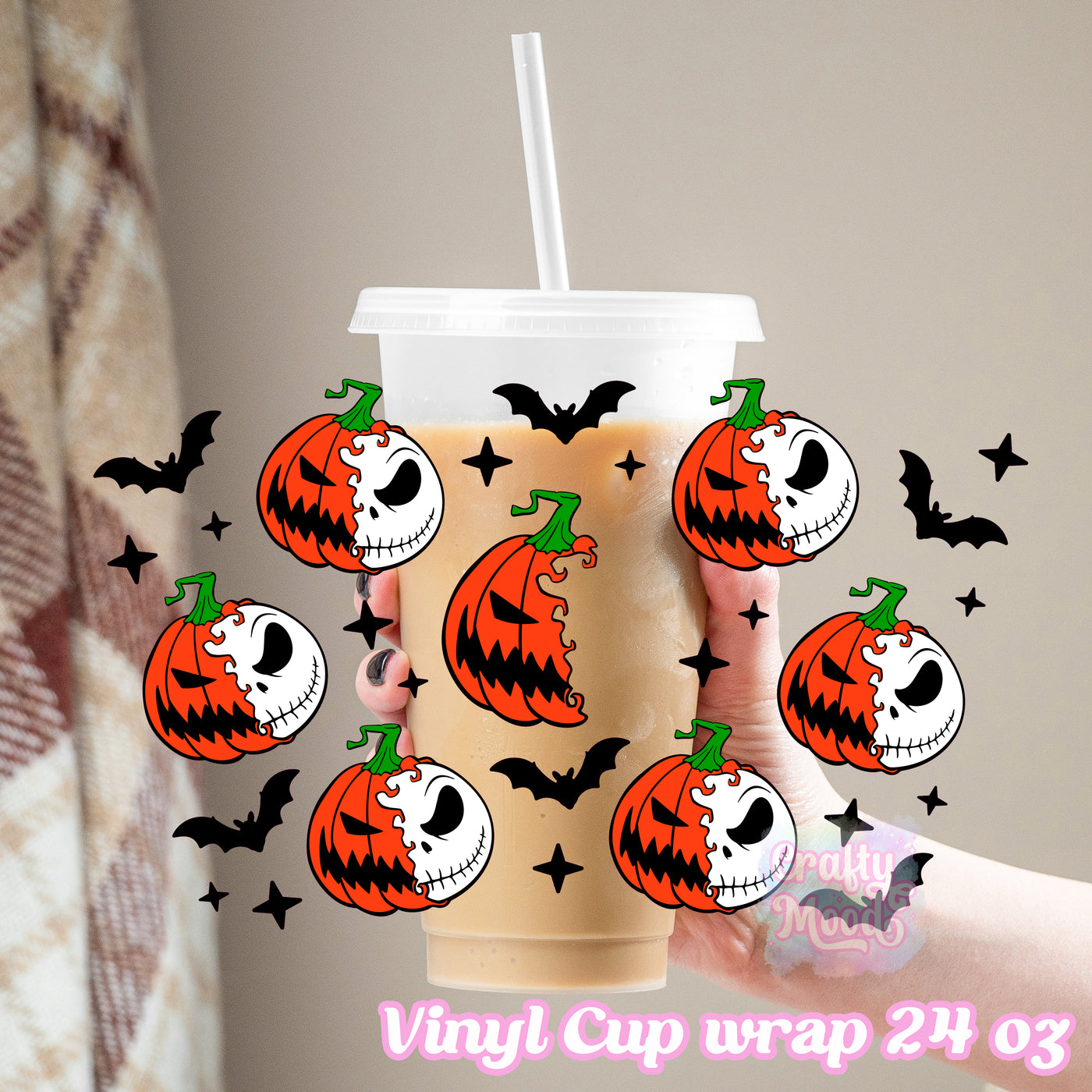 Pumpkin skeleton - 24oz Cold Cup Wrap Only