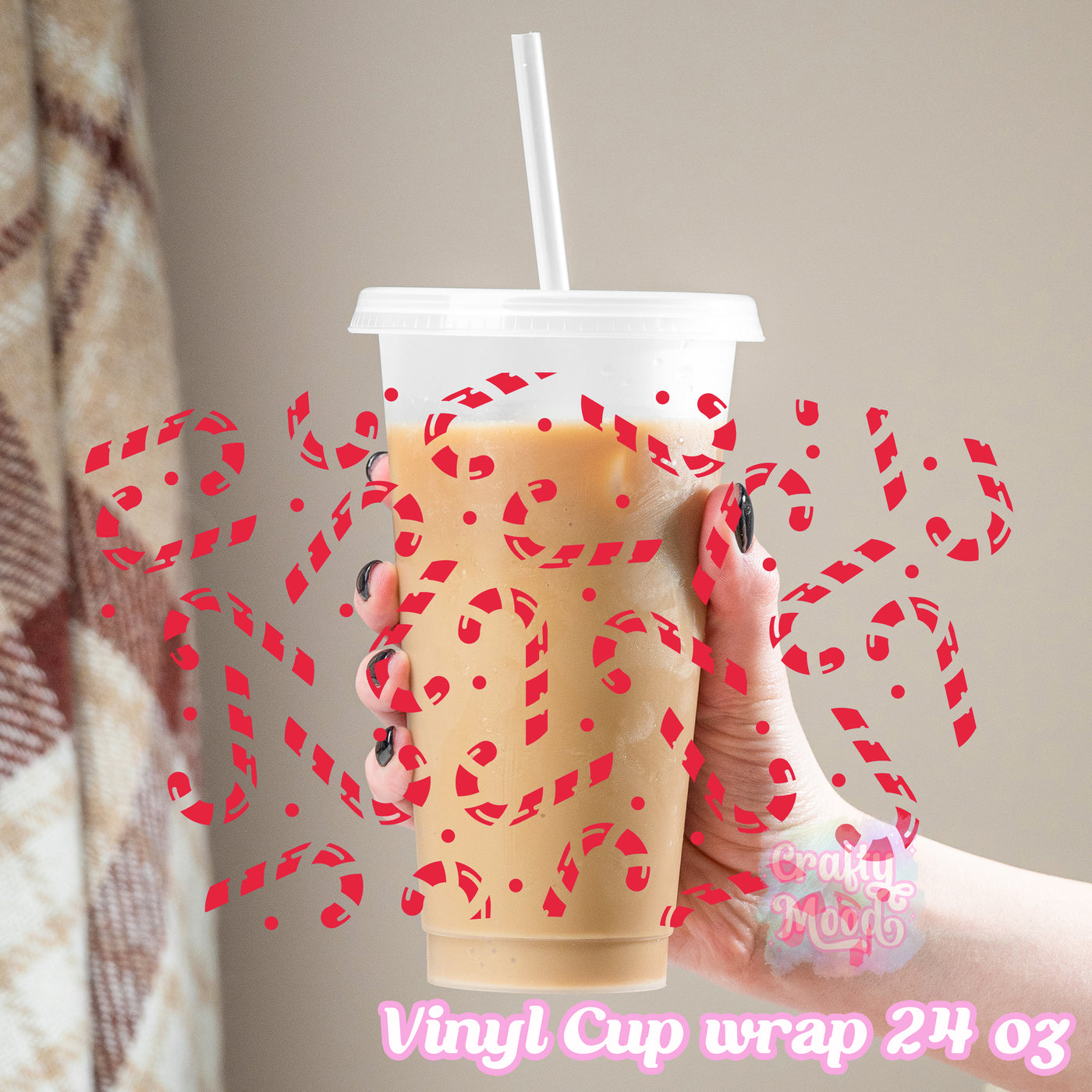 Candy cane - 24oz Cold Cup Wrap Only