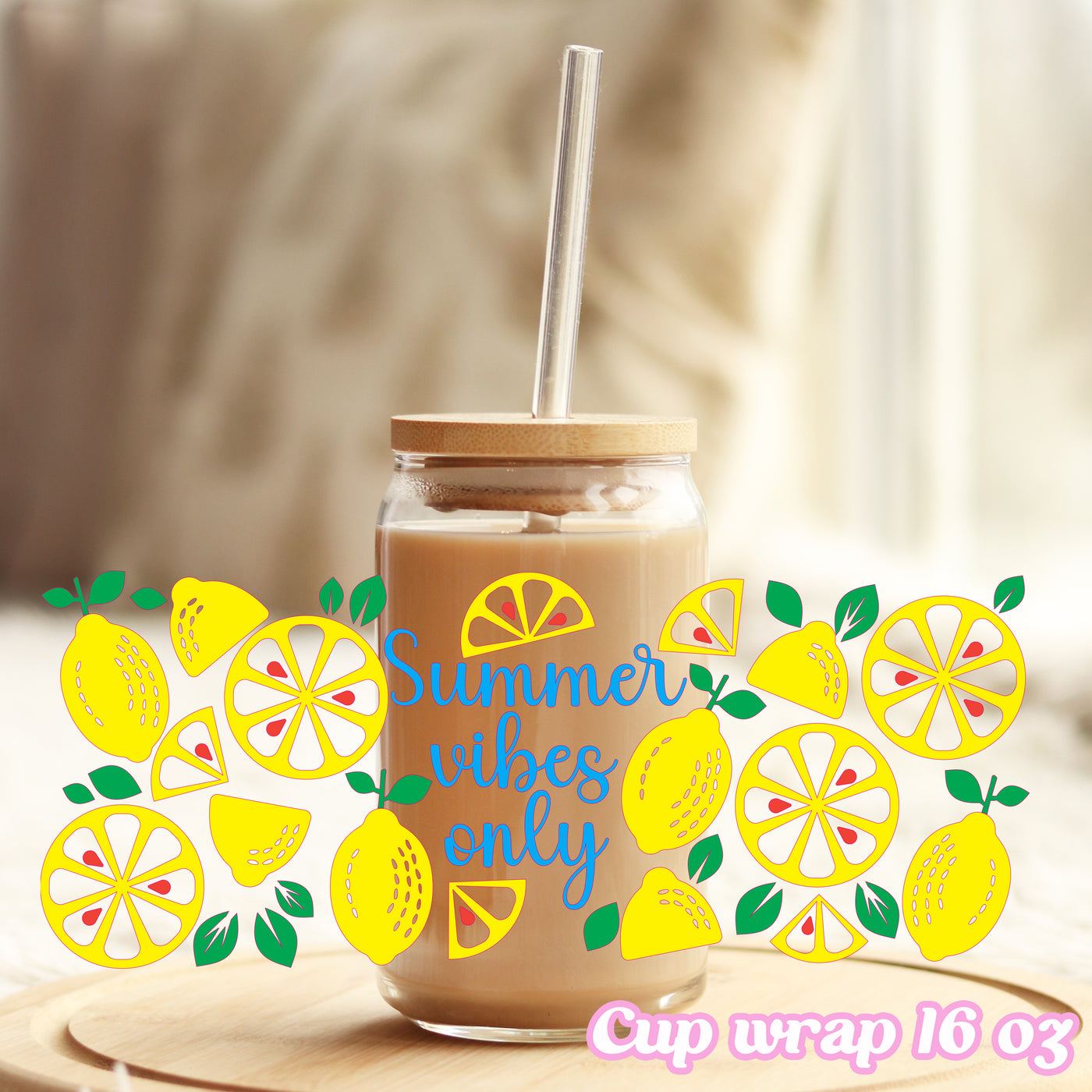 Lemon summer - 16oz Libbey Glass Cup Wrap Only