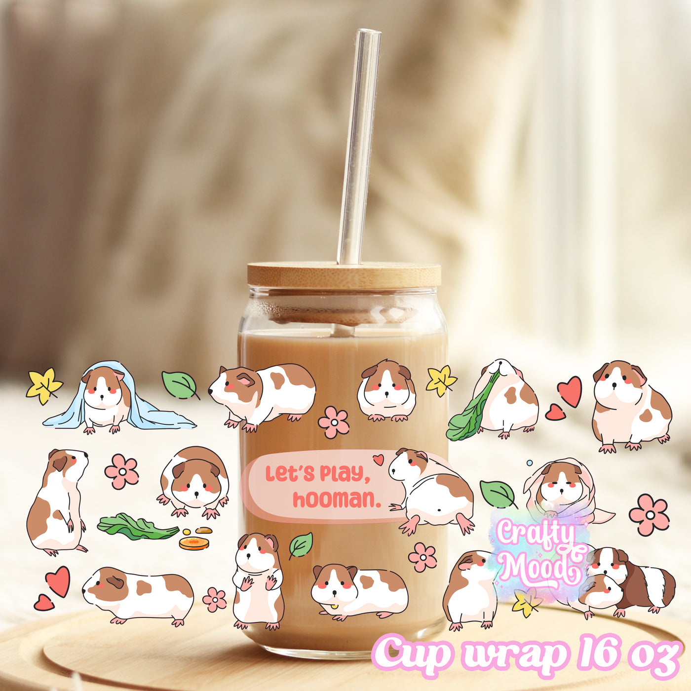 Guinea pigs - 16oz Libbey Glass Cup Wrap Only