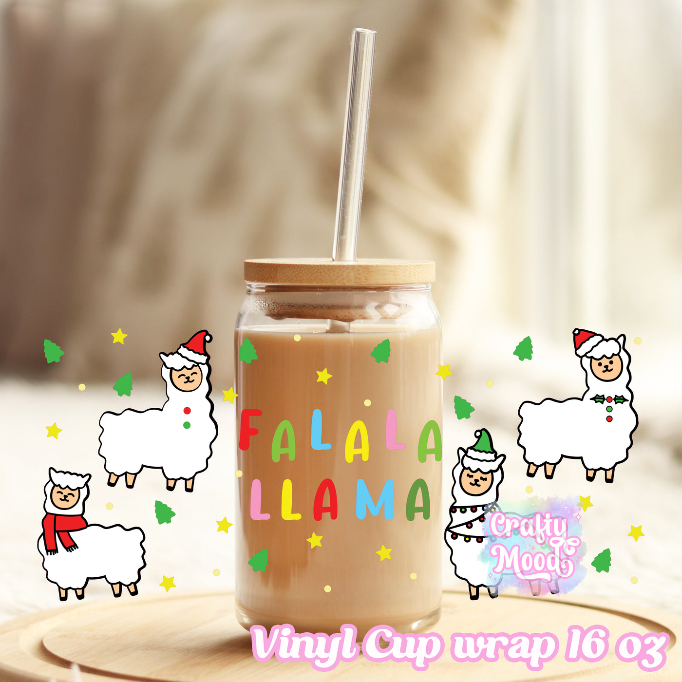 Falala llama - 16oz Libbey Glass Cup Wrap Only