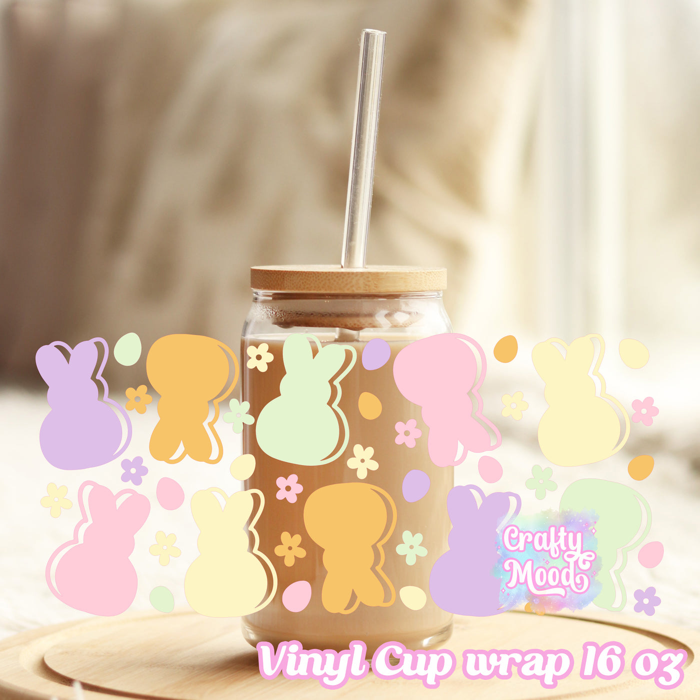 Bunny peeps - 16oz Libbey Glass Cup Wrap Only