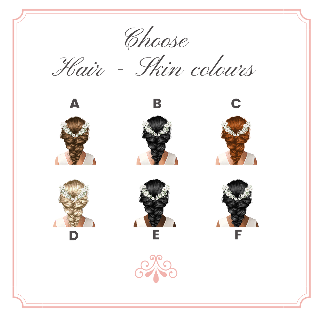 Sticker decal - Flower girl - sage green bow dress - loose braid hair - for Magnetic topper box