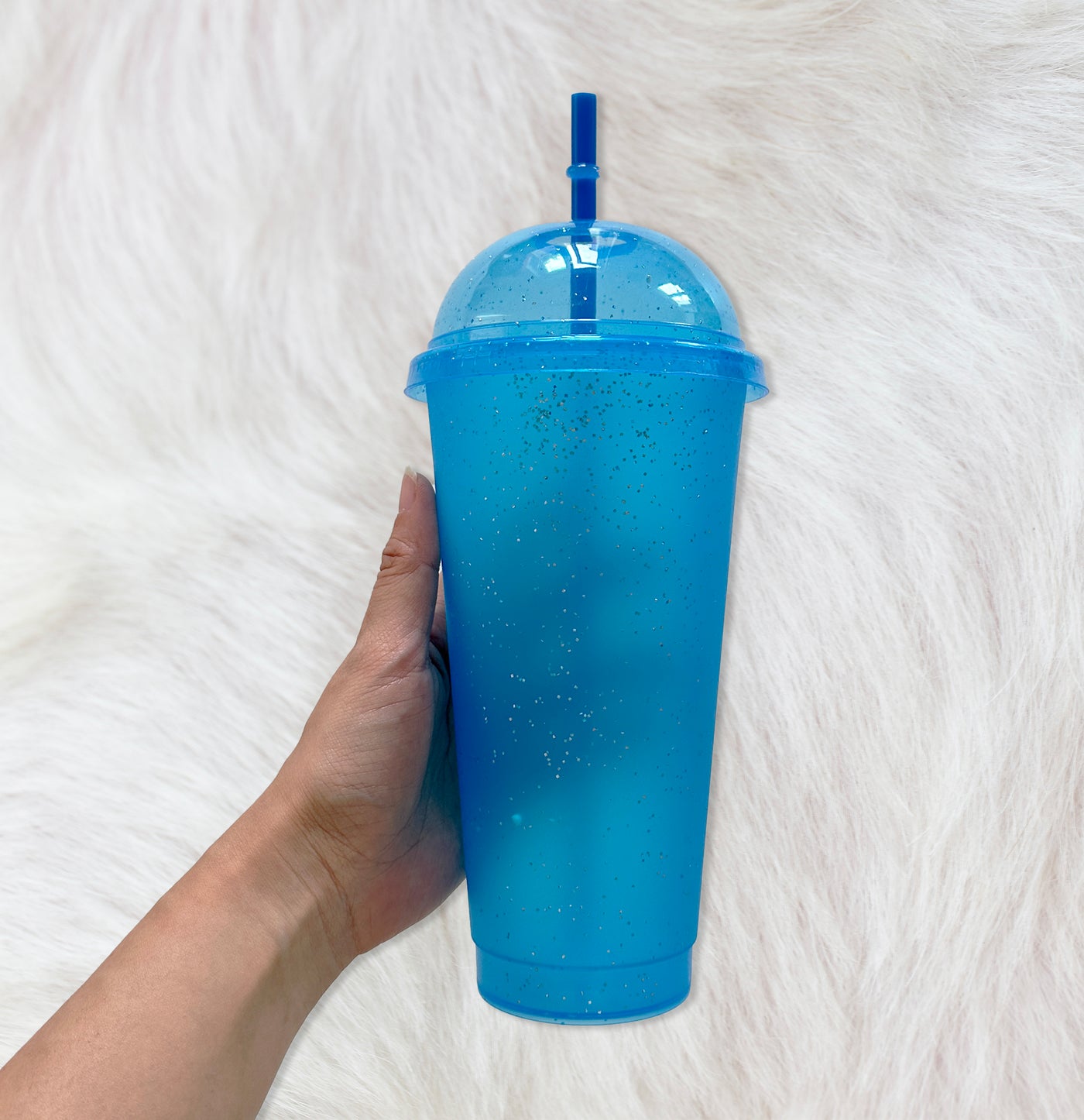 Blue Dome lid  - Glitter colour Cold cup 24oz