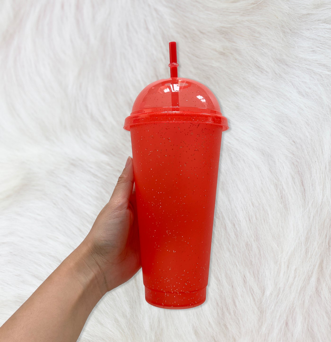 Red Dome lid  - Glitter colour Cold cup 24oz