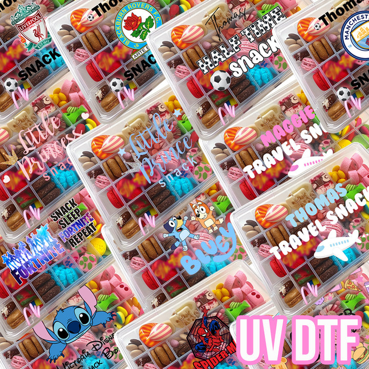 UV DTF for snack box -  treat box - football , travel snack , princess snack