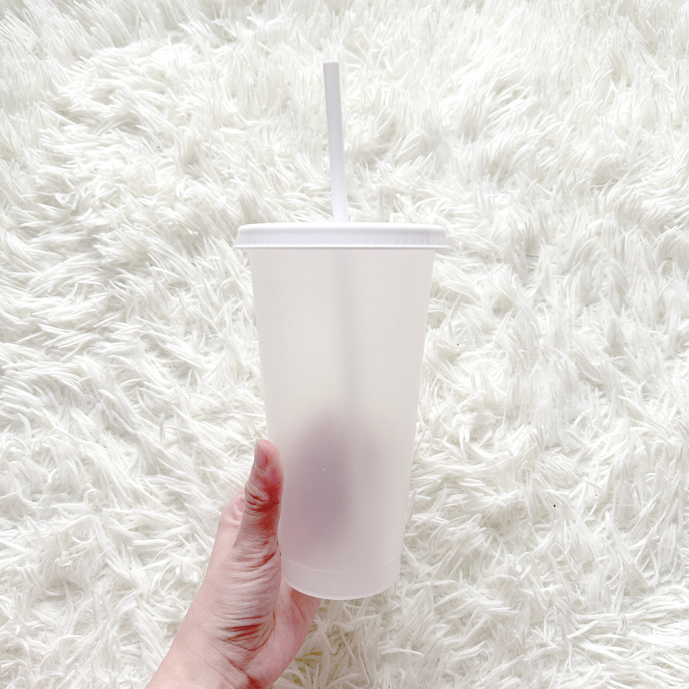 Frosted cup white lid - Solid colour Cold cup 24oz