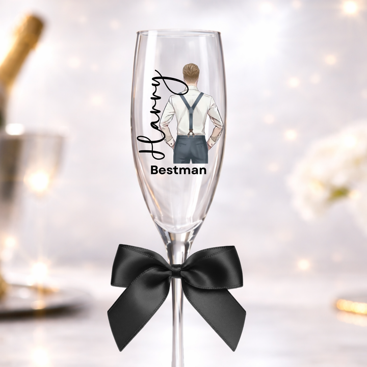 UV DTF decal - Groomsmen - grey suspender outfit