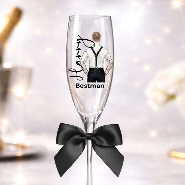 UV DTF decal - Groomsmen - black suspender outfit