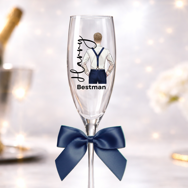 UV DTF decal - Groomsmen - navy suspender outfit