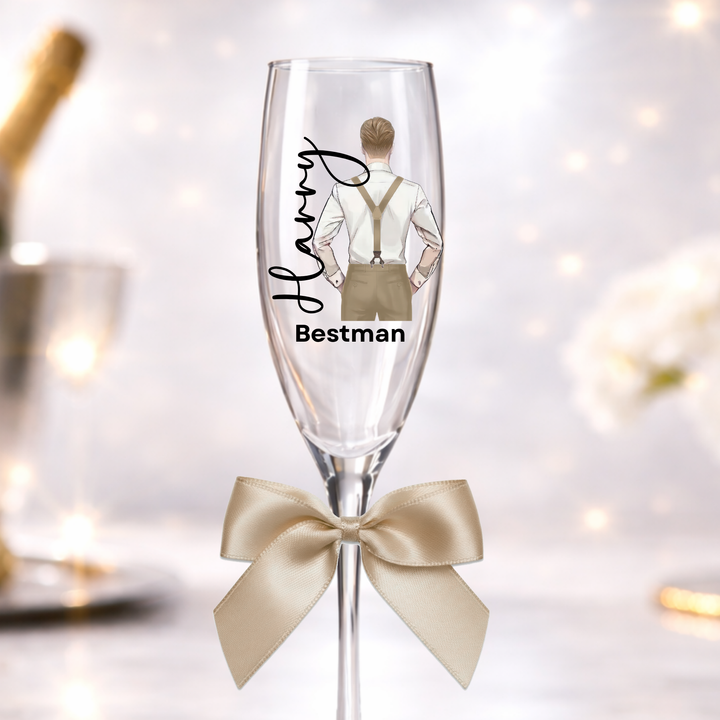 UV DTF decal - Groomsmen - beige suspender outfit