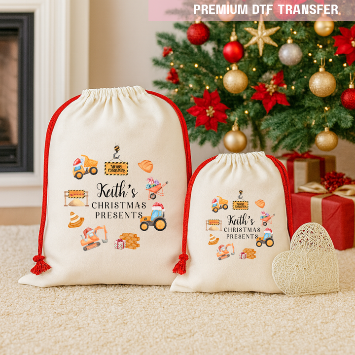 DTF Transfer -  Christmas presents orange works - DTF ready to press