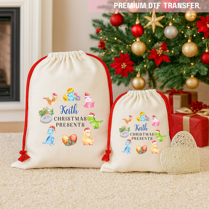 DTF Transfer -  Christmas presents dinosaurs - DTF ready to press