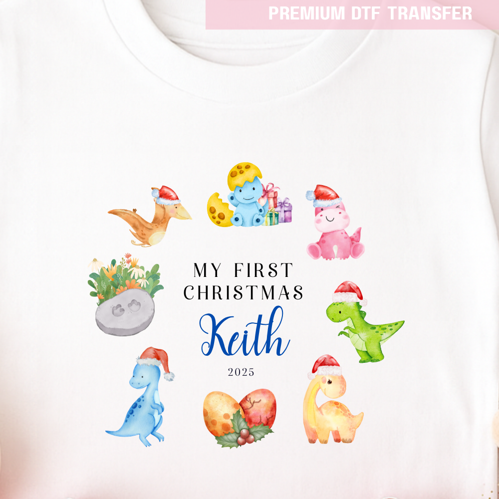 DTF Transfer -  Christmas presents dinosaurs - DTF ready to press