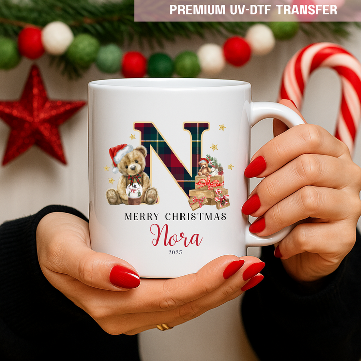 UV DTF decal - merry Christmas teddy brown presents