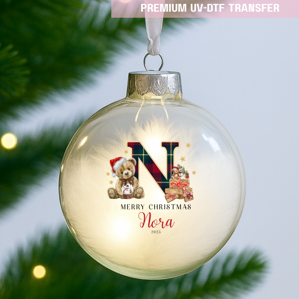 UV DTF decal - merry Christmas teddy brown presents