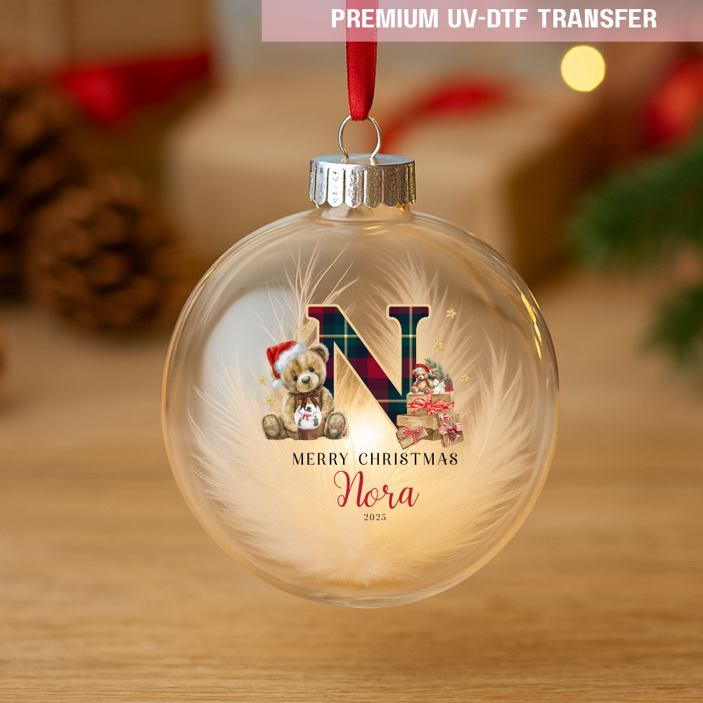 UV DTF decal - merry Christmas teddy brown presents
