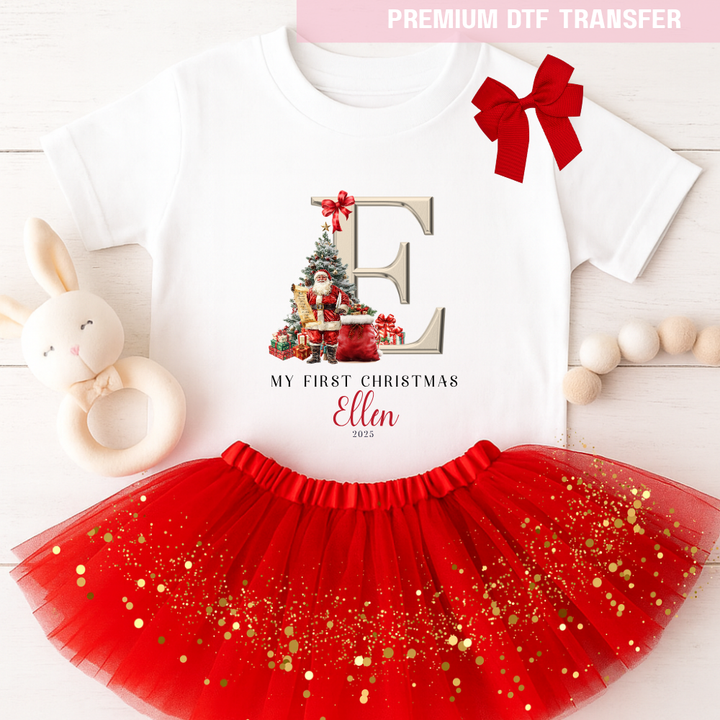 DTF Transfer -  My First Christmas red hat Santa - DTF ready to press