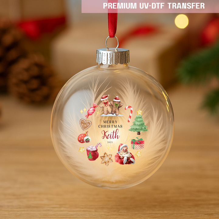 UV DTF decal - merry Christmas Santa and gingerbread