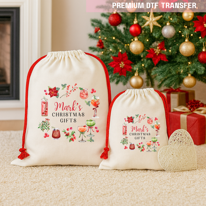 DTF Transfer - Merry Christmas cherry drinks - DTF ready to press