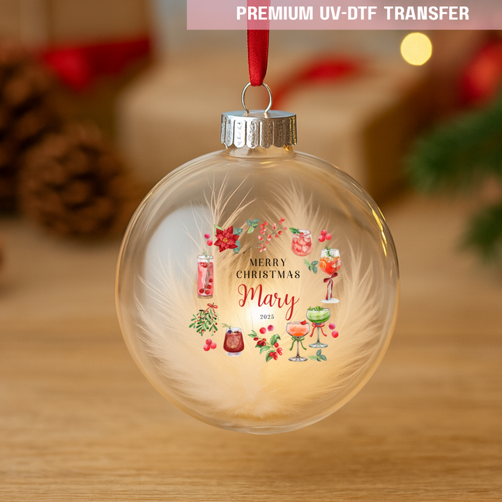 UV DTF decal - merry Christmas cherry drinks