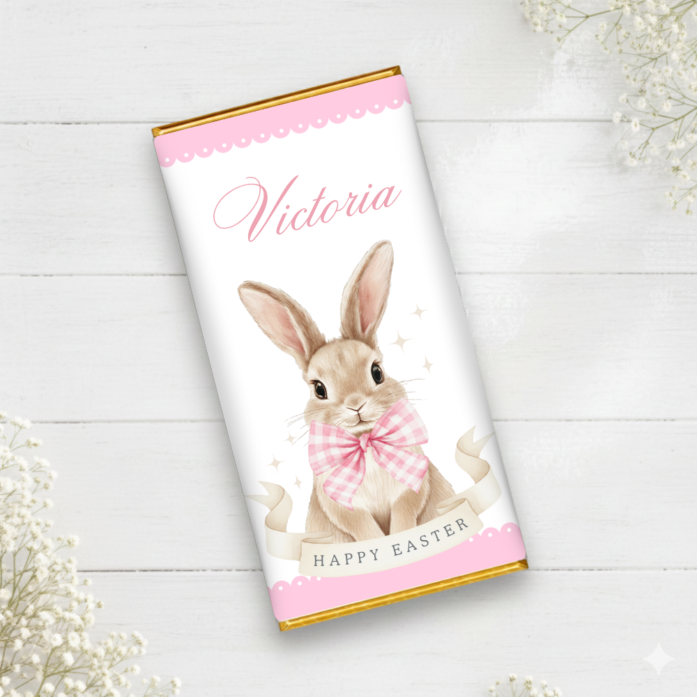 Printed range - Chocolate Wrapper - pink bunny rabbit easter - Crafty Mood