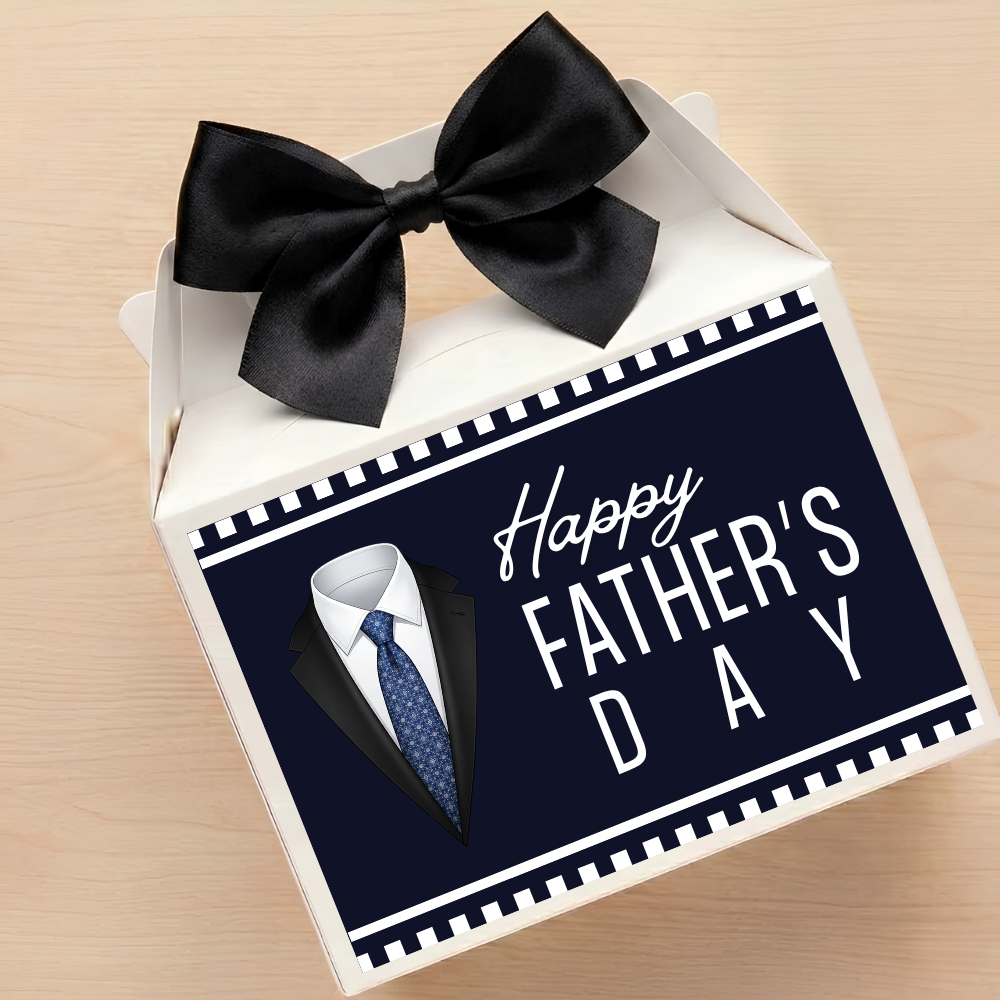 Label Sticker Party treat box - fathers day - black suit navy series