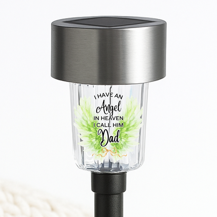 I have an angel in heaven i call him dad UV DTF decal solar light - memorial angel green wing