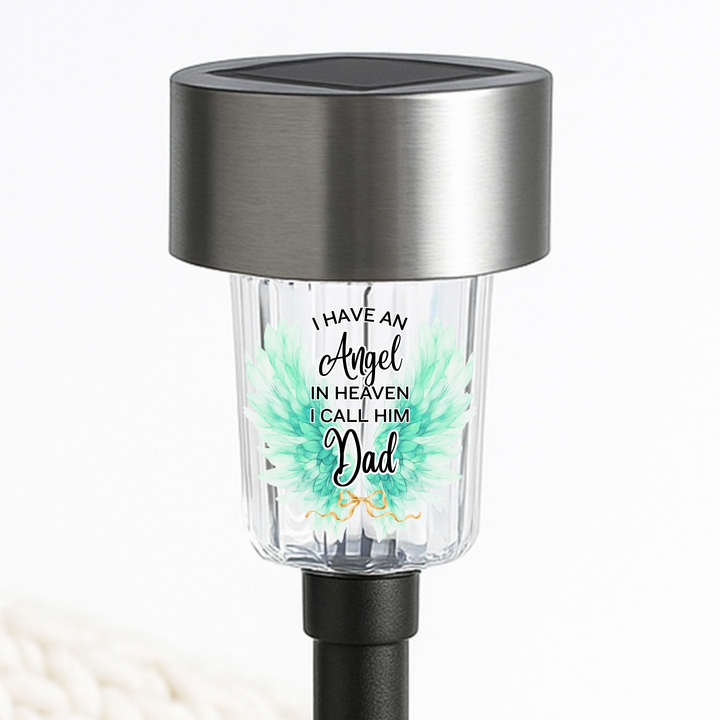 I have an angel in heaven i call him dad UV DTF decal solar light - memorial angel spearmint wing