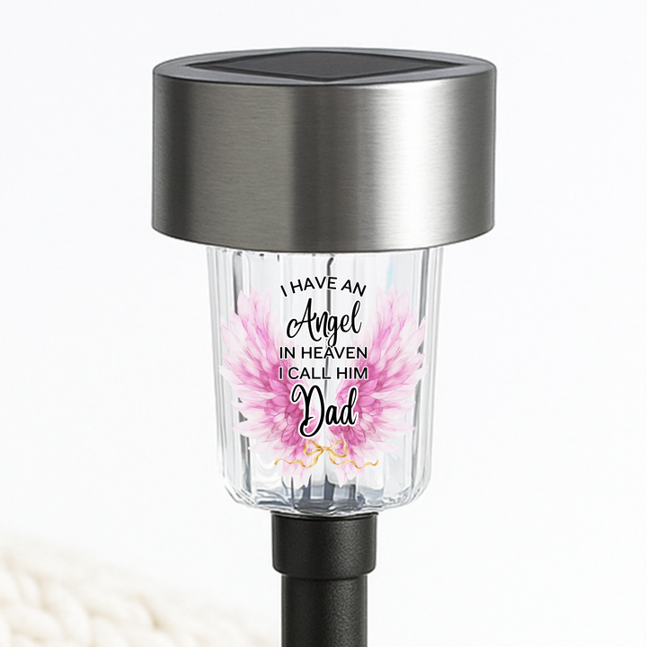 I have an angel in heaven i call him dad UV DTF decal solar light - memorial angel pink wing