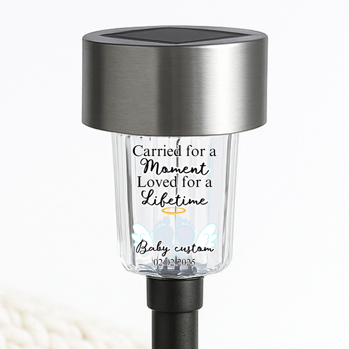 Carried for a moment loved for a lifetime UV DTF decal solar light - memorial baby blue wings