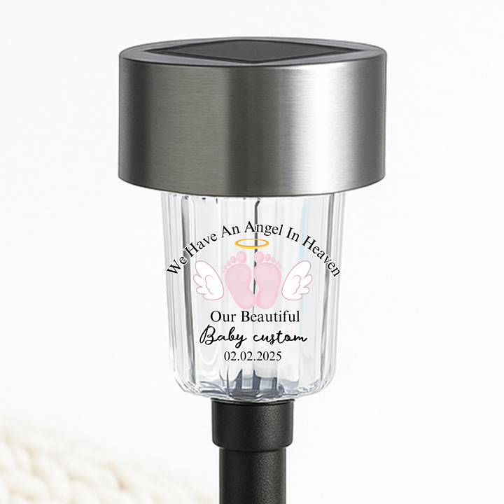 We have an angel in heaven our beautiful baby (custom) UV DTF decal solar light - memorial pink wings