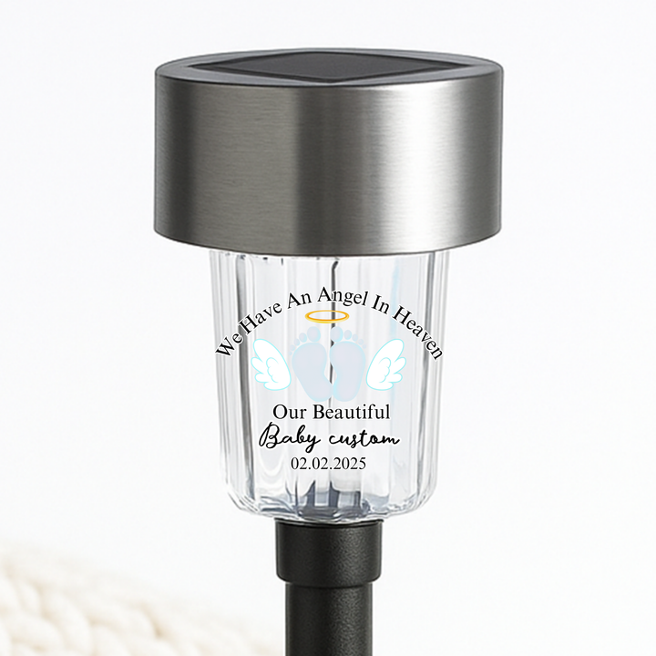 We have an angel in heaven our beautiful baby (custom) UV DTF decal solar light - memorial angel wings