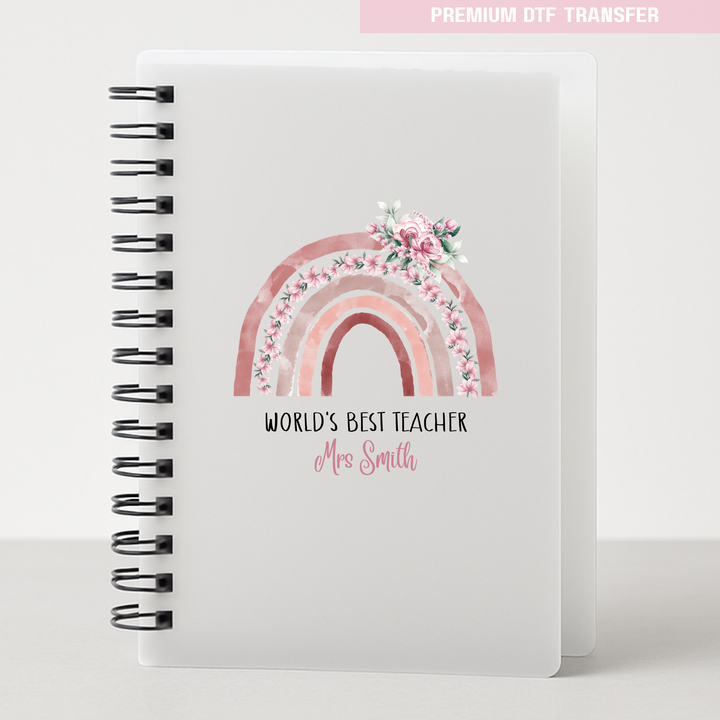 Personalised world's best teacher - rainbow flowers - UV DTF