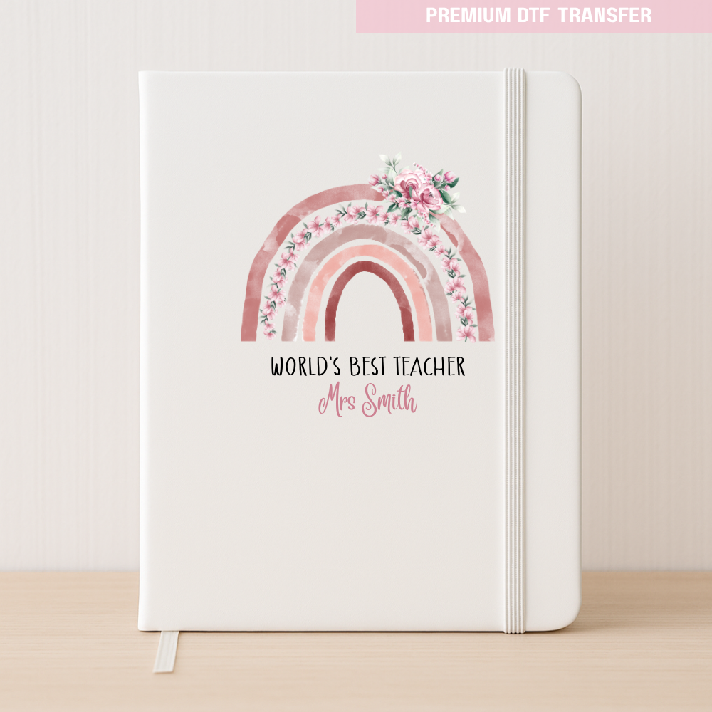 Personalised World's best teacher DTF transfer ready to press
