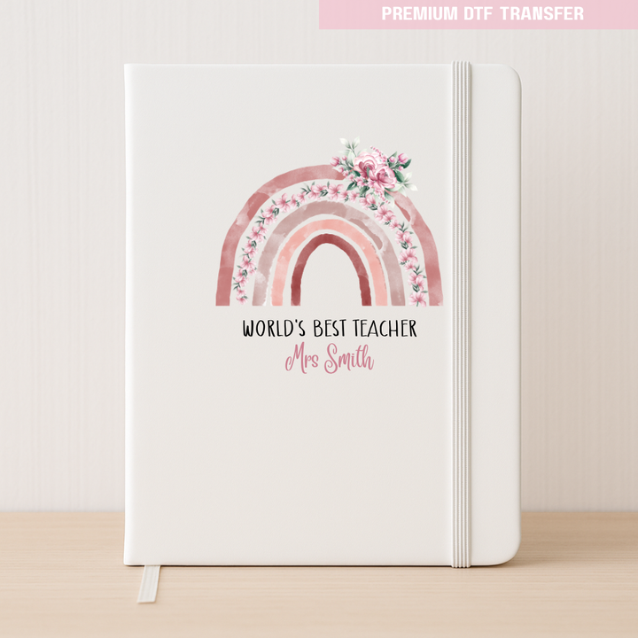 Personalised World's best teacher DTF transfer ready to press