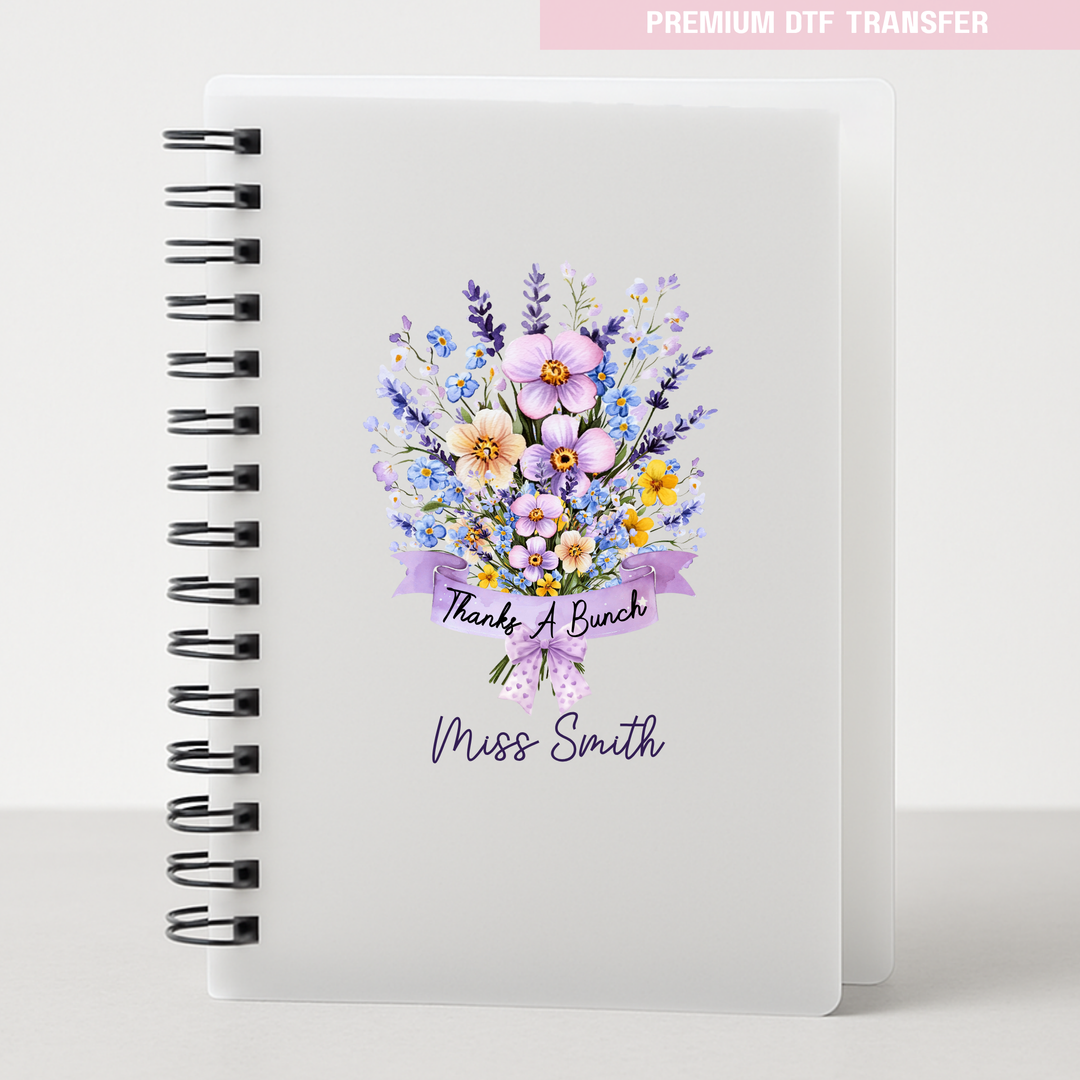 Personalised Thanks a bunch - purple bouquet flowers - teacher UV DTF